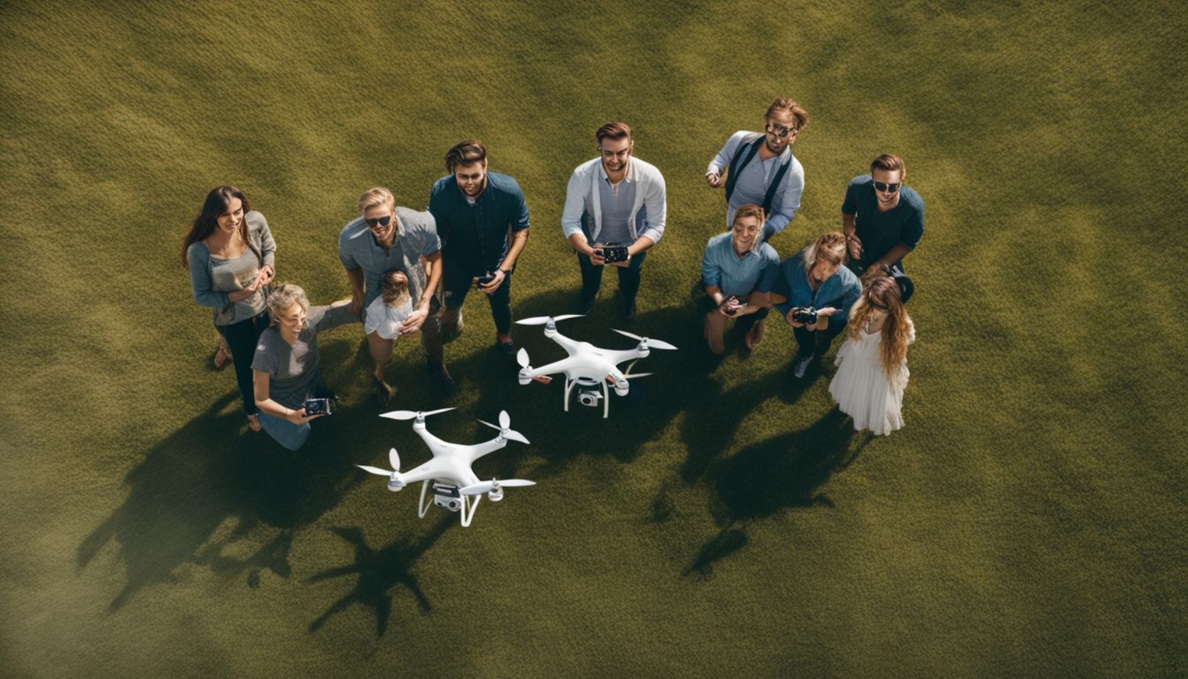 A group of people learning to use drones